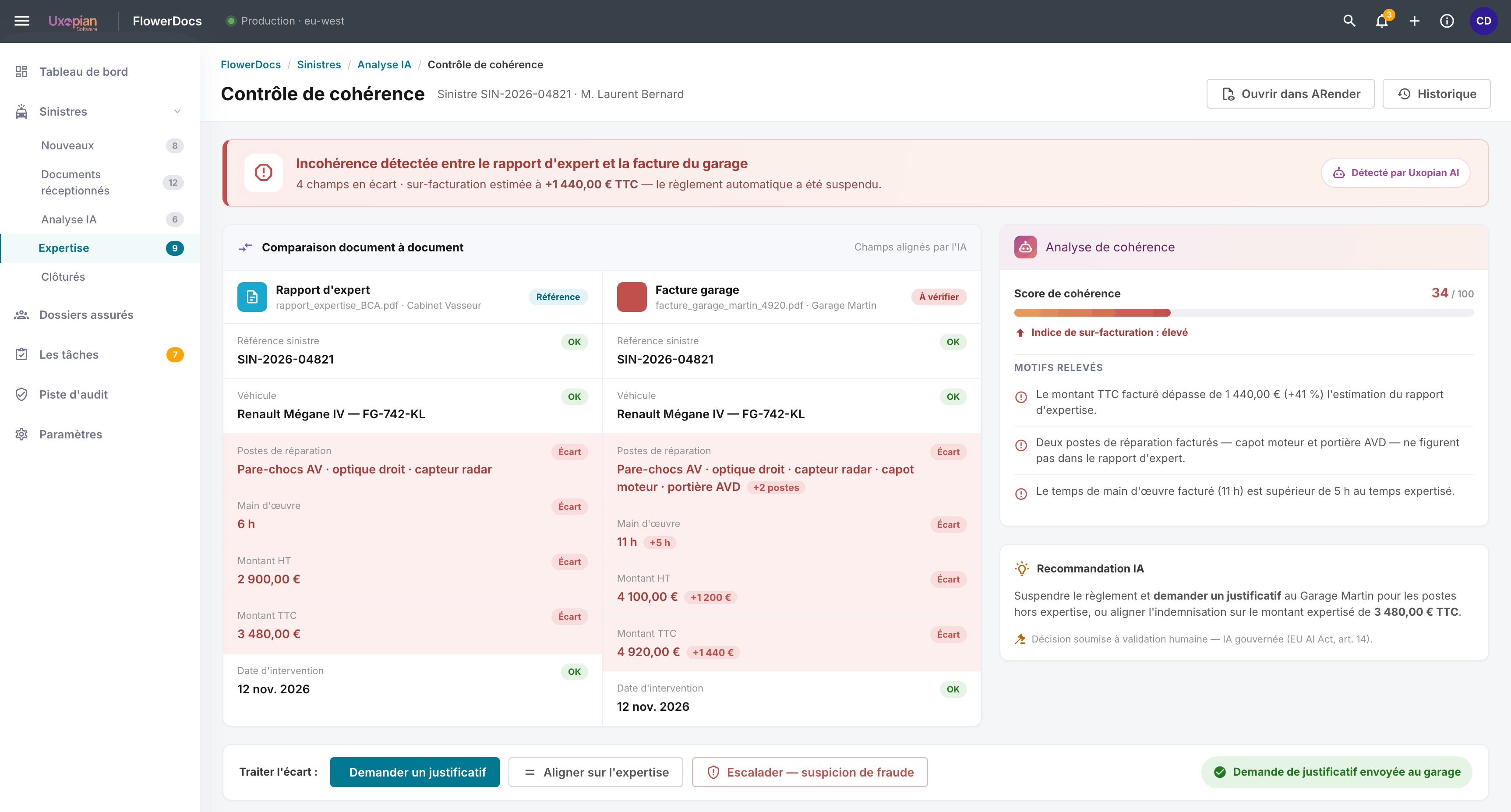 AI-assisted invoice and document processing for insurance